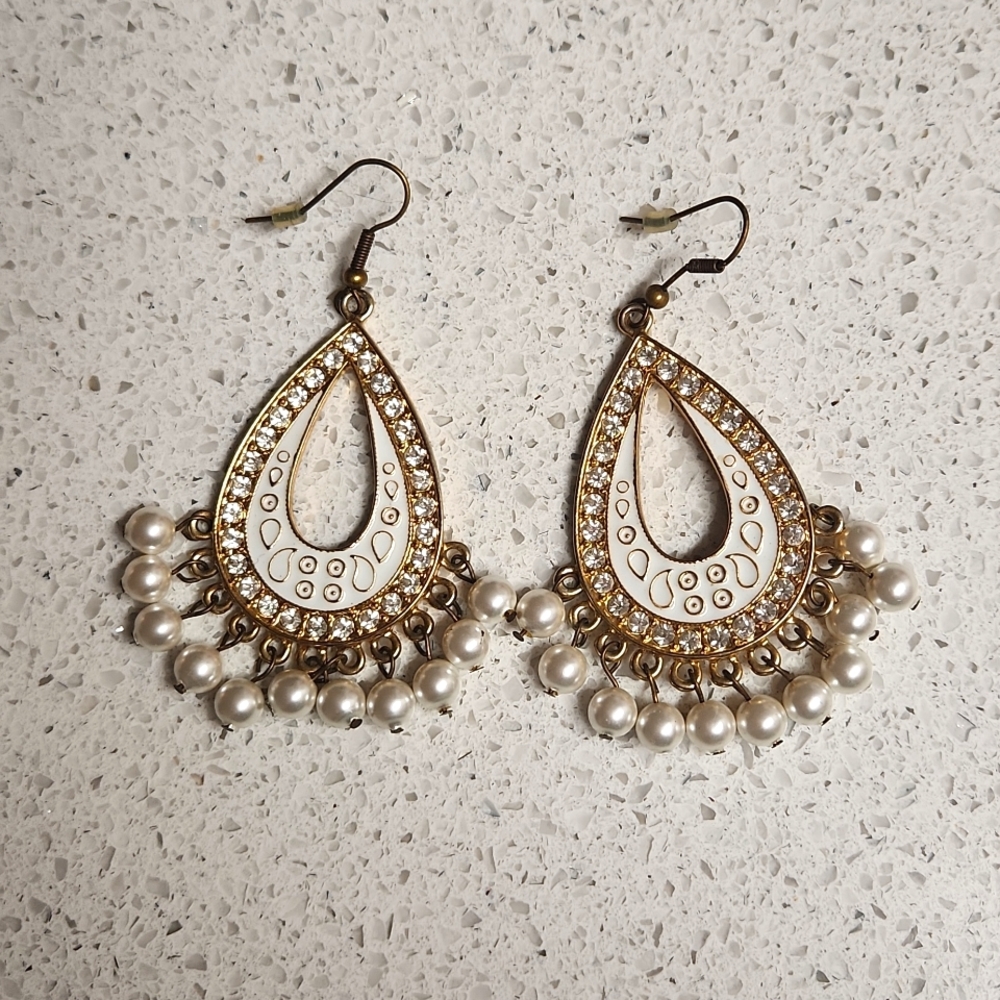 Aldo Chandelier Dangly Earrings with Pearls